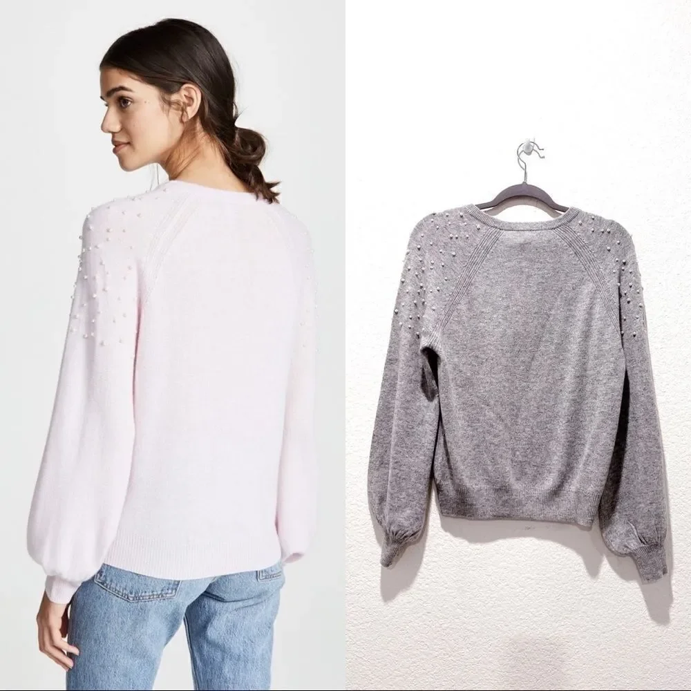 Autumn Cashmere Cashmere pearl Crewneck balloon sleeve Sweater Gray Size S